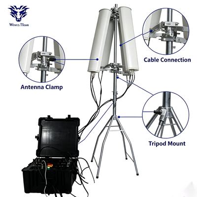 350W 8-Band Handheld Anti-Drone Jammer with 2000m Directional Range for UAV Countermeasures