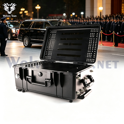 300-500M 10 Band Trolley Case Signal Jammer Portable Counter‑Drone Blocker for Temporary High Profile High Security Events