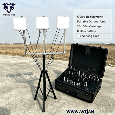 Portable 100W High-Power 10-Band Multi-Frequency Signal Jammer with Built-in Battery for Auditoriums and Conference Rooms