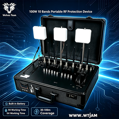 Professional 100W Desktop Signal Disruptor with 10 Frequency Bands and 30-100 Meter Coverage Radius