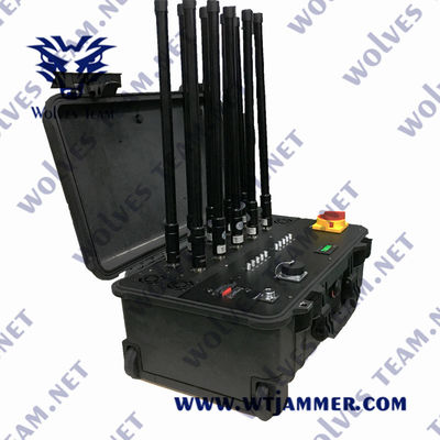 Military Waterproof Outdoor 6 Bands 2500m 600W UAV Jammer