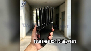 Handheld Adjustable 12‑Antenna 12W Powerful 2G 3G 4G 5G GPS Phone Signal Jammer with LCD Digital Dis